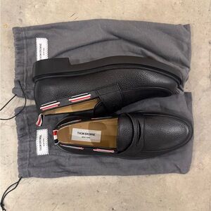 Thom Browne Black Pebbled Leather Loafers